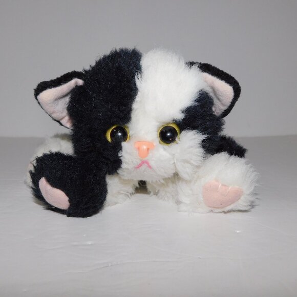 Vintage 1992 Tyco Kitty Kitty Kittens Black White 7" Plush Stuffed Purring Cat - Picture 2 of 8